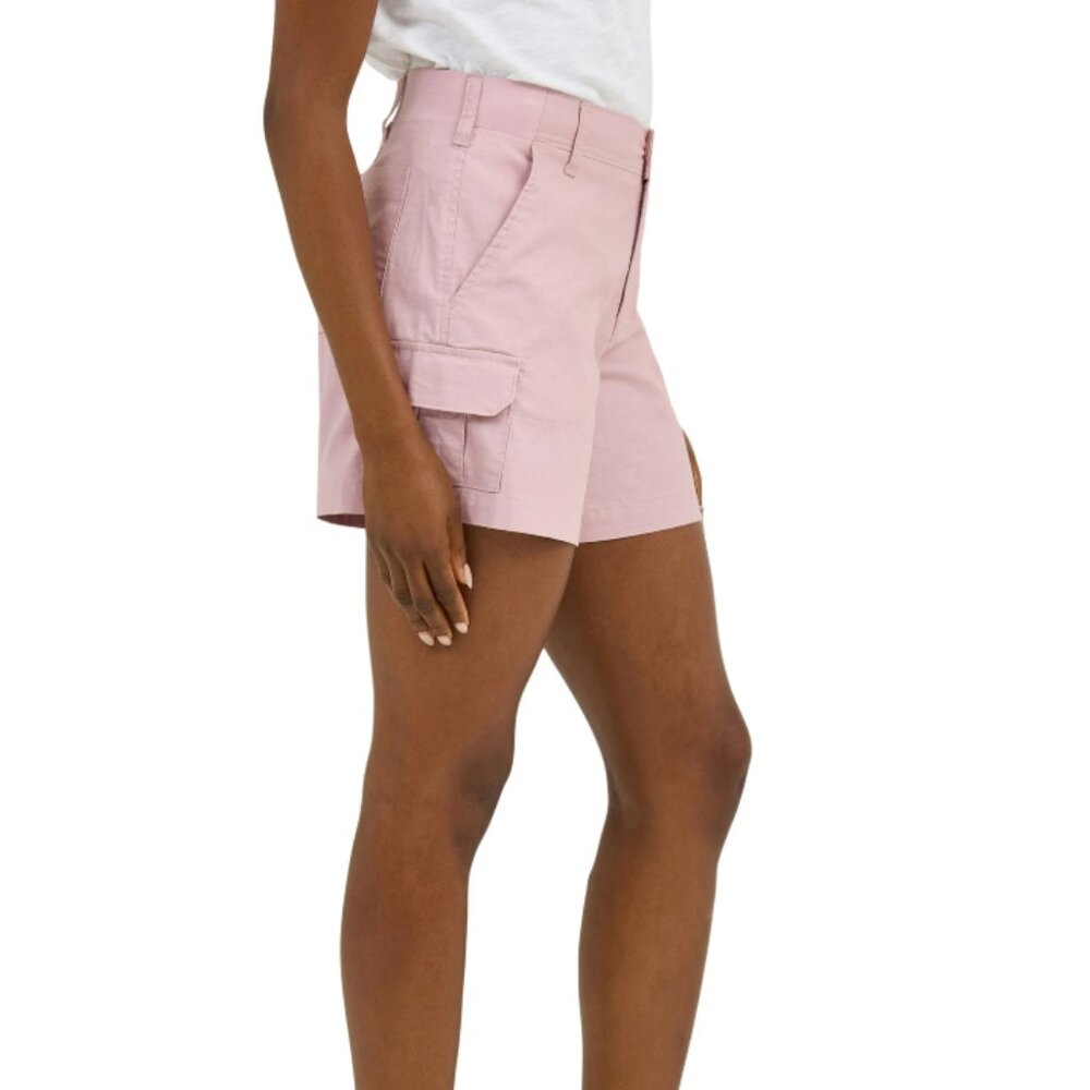 NWT Lee Comfort Waistband Soft Mauve Pink Mid Rise Cargo Short Women's Size 12 !
